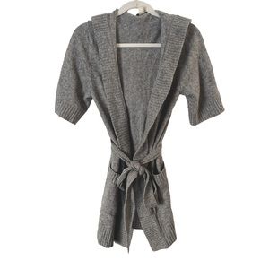Banana Republic Grey Lambswool Cashmere Blend Short Sleeve Wrap Cardigan Sweater